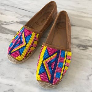 Sam Edelman suede and beaded espadrilles.